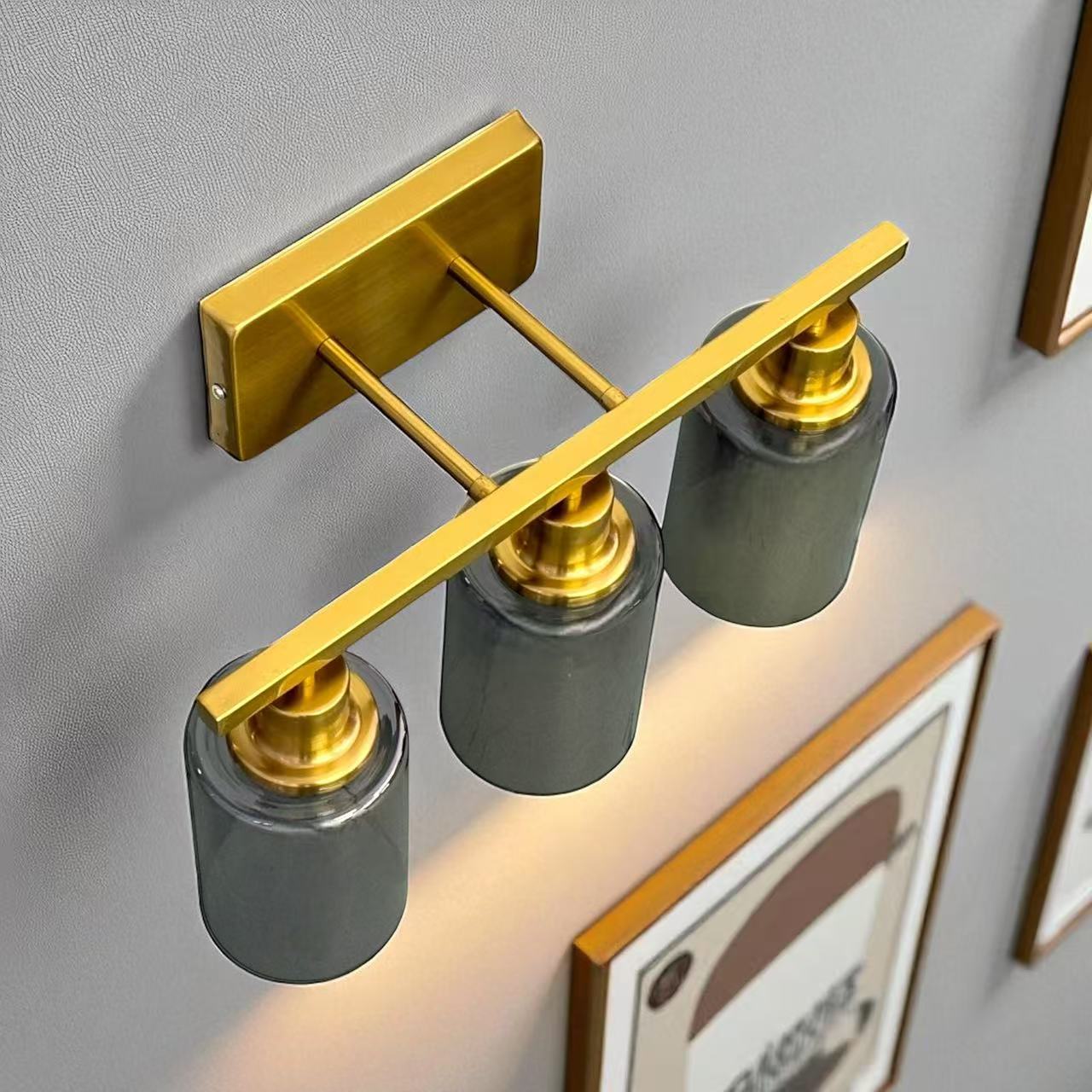 Vintage Industrial 3-Light Bathroom Vanity Light Fixtures - Image 3