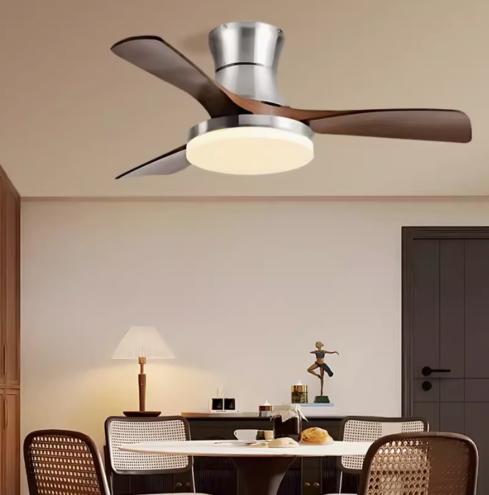 42" Modern ABS Blade LED Ceiling Fan Light – Brushed Nickel & Walnut Finish - Image 5