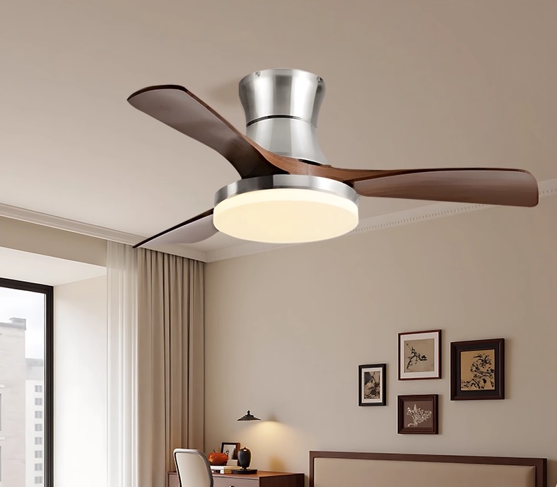 42" Modern ABS Blade LED Ceiling Fan Light – Brushed Nickel & Walnut Finish - Image 4