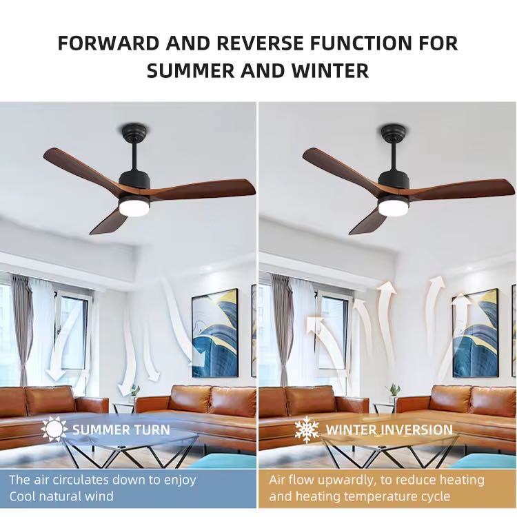 52" Modern 3 Oak Wood-look plastic blades LED Ceiling Fan Light - Image 3