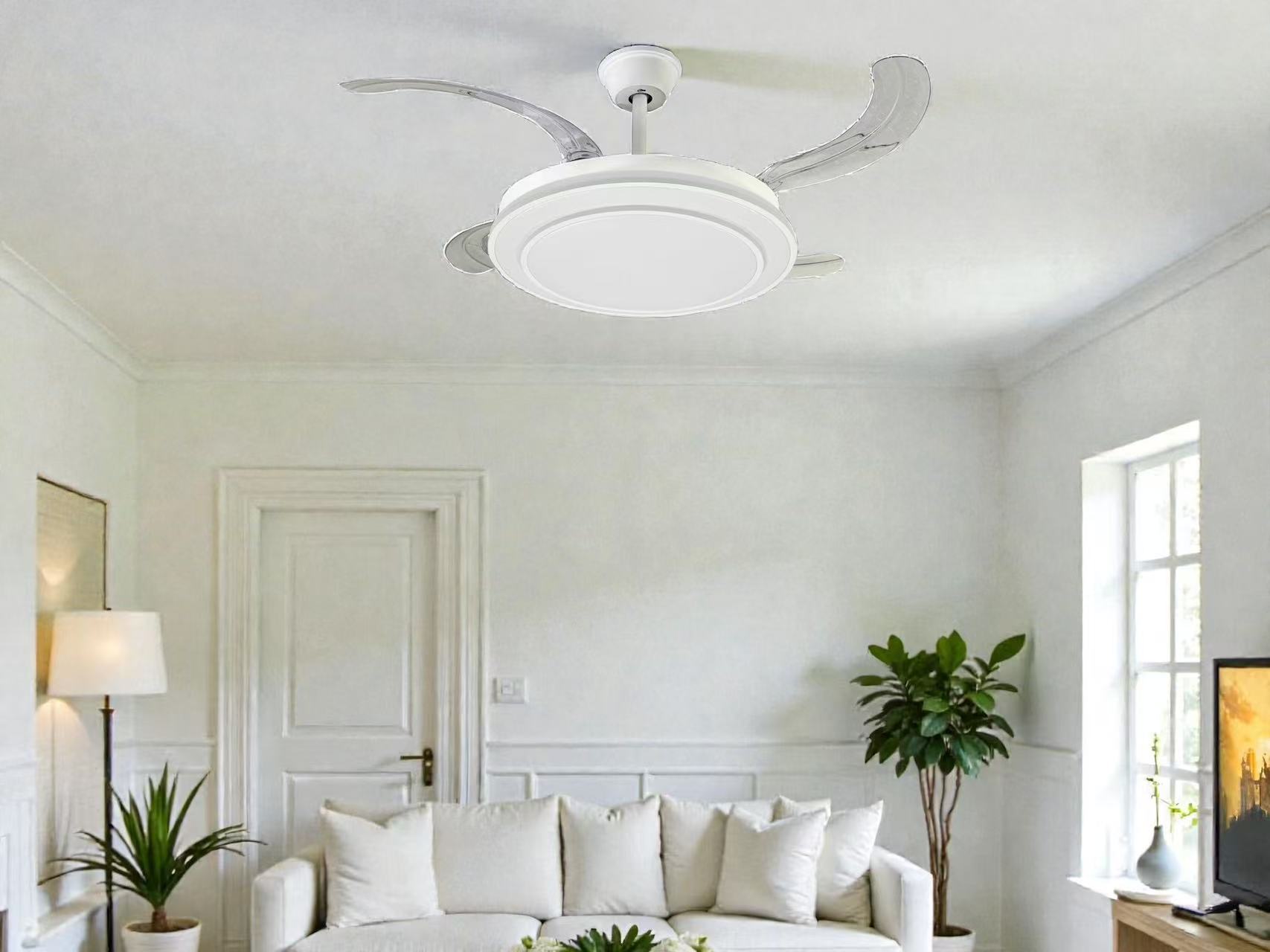 Modern LED Ceiling Fan Light with Transparent Acrylic Blades JAFL010 - Image 3