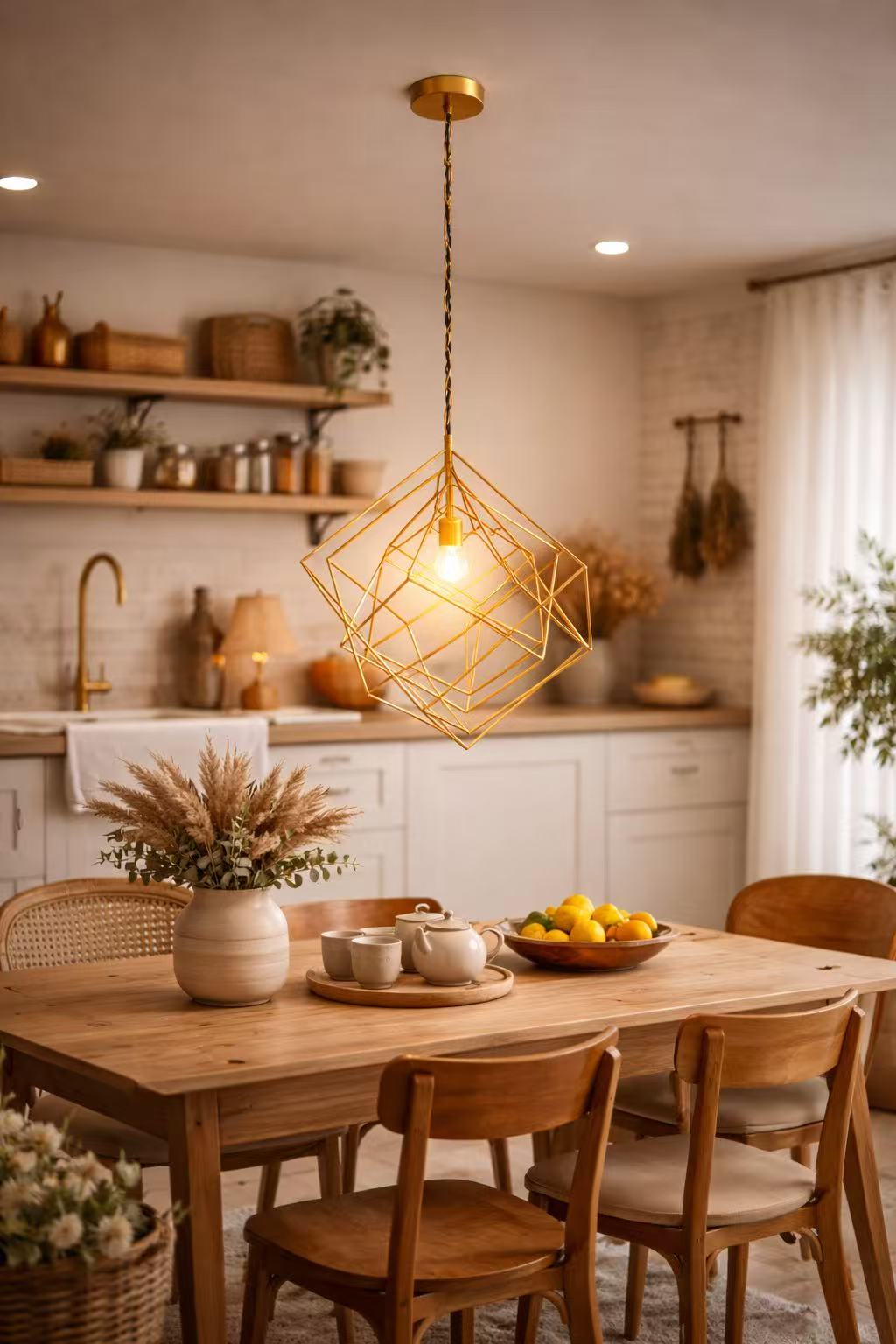 Luxury Gold Wireframe Dining Pendant Lamp - Image 5