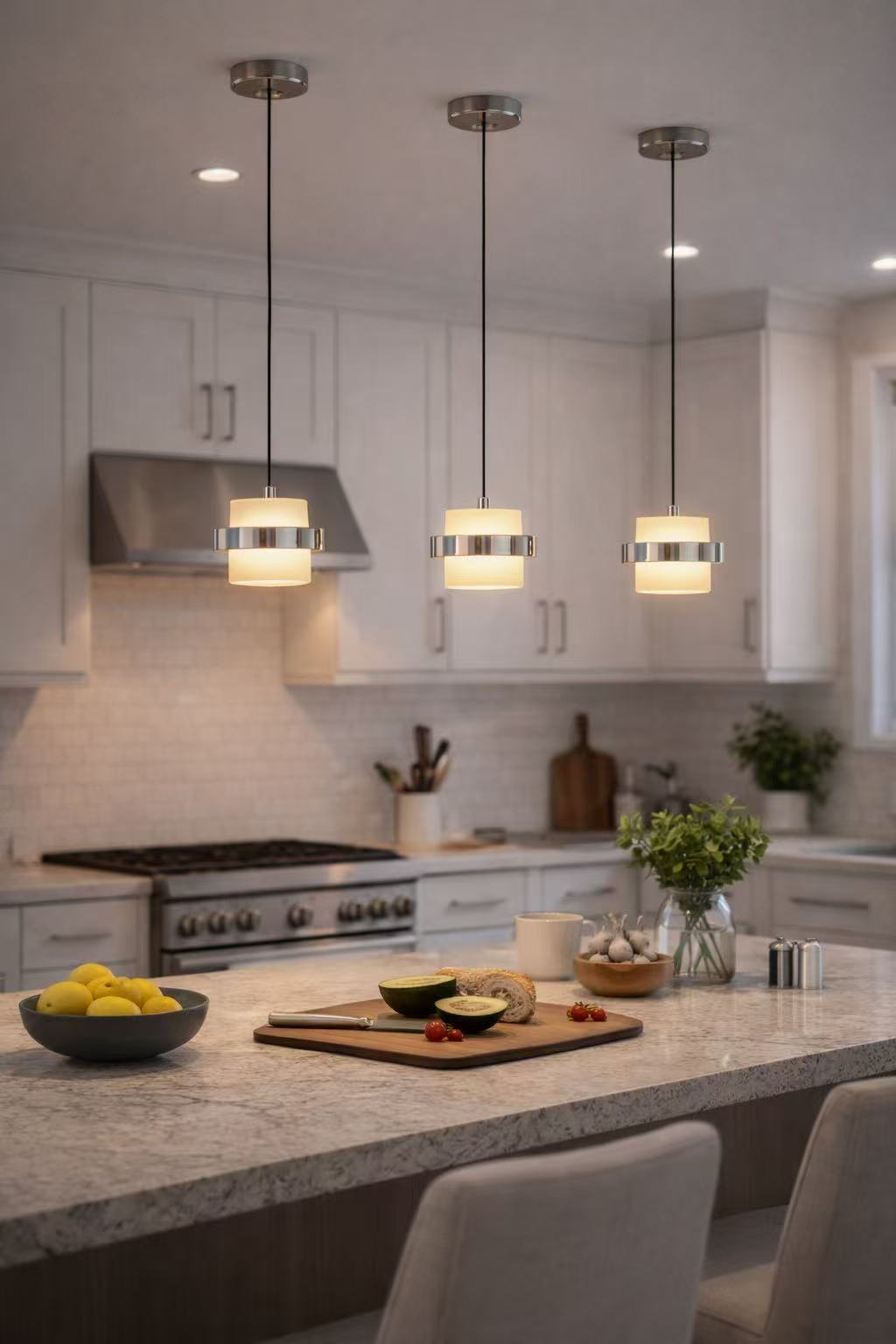 Modern Frosted Glass Cylinder Pendant Light - Image 13