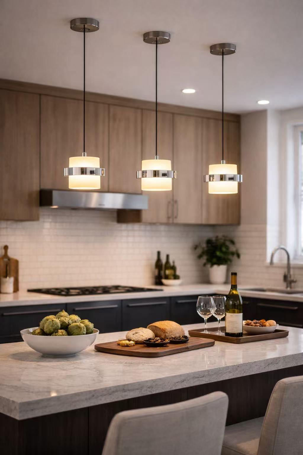Modern Frosted Glass Cylinder Pendant Light - Image 8