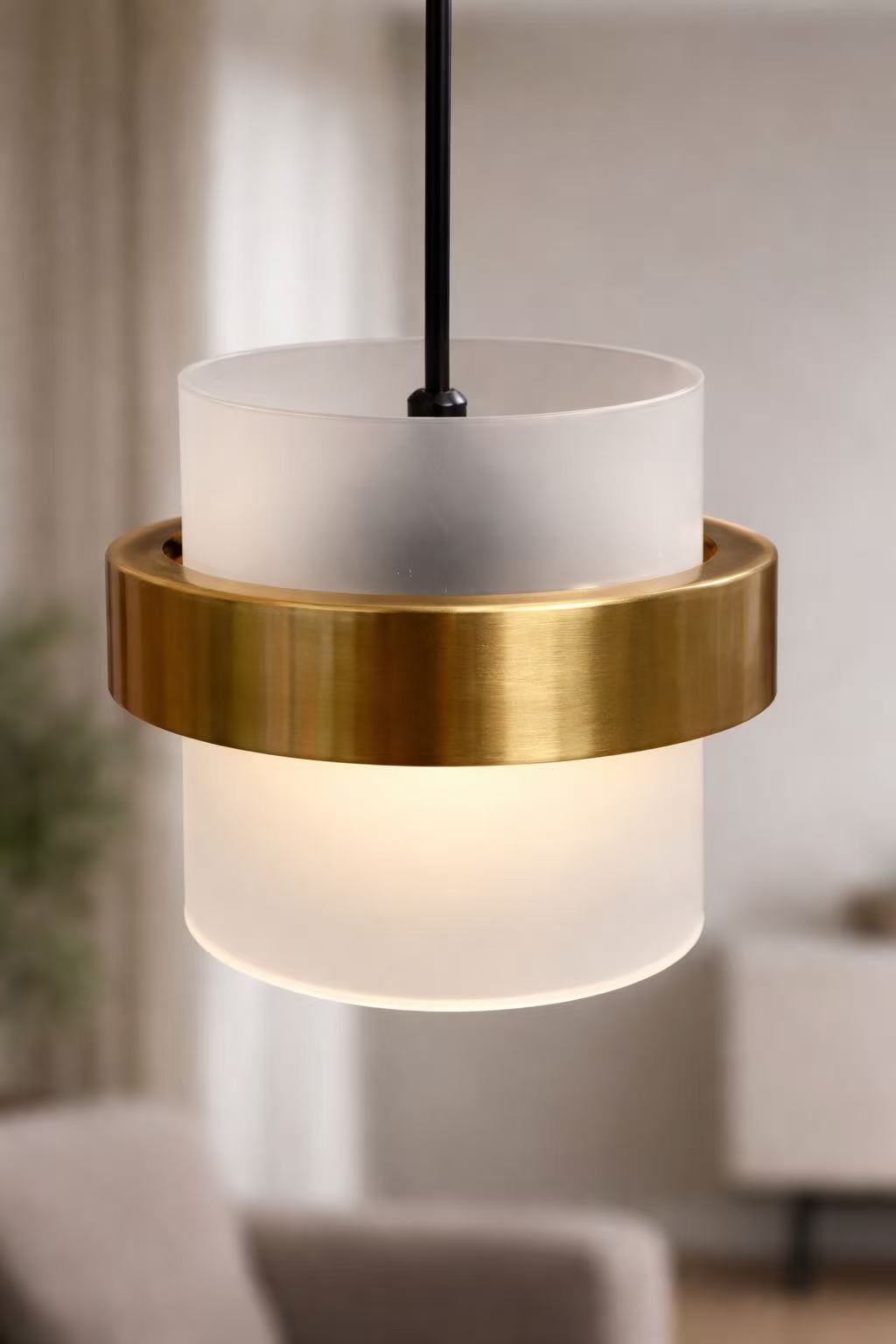 Modern Frosted Glass Cylinder Pendant Light - Image 3