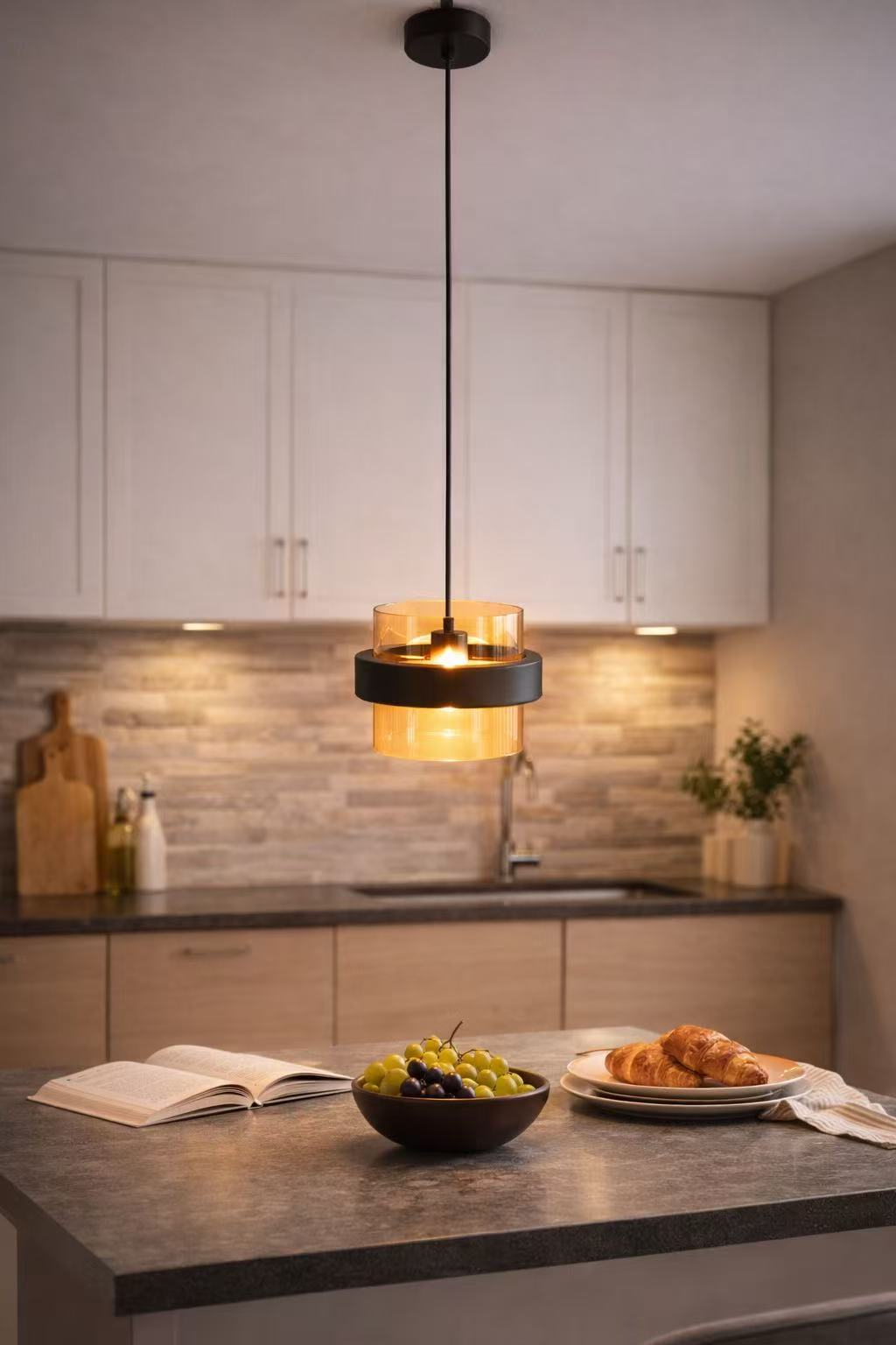 Modern Frosted Glass Cylinder Pendant Light - Image 7