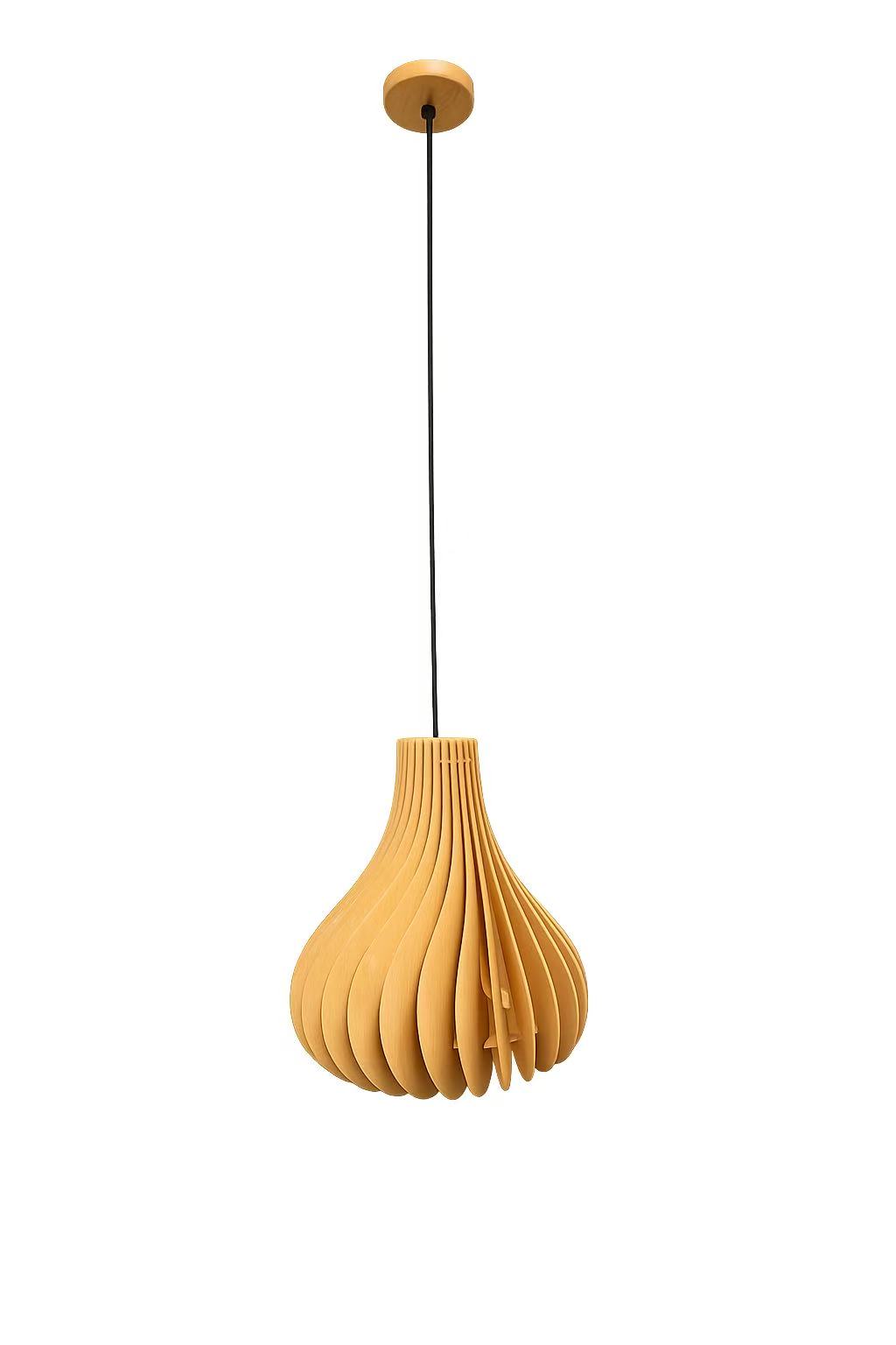 Modern Wooden Ripple Pendant Light – E27 Dining Lamp