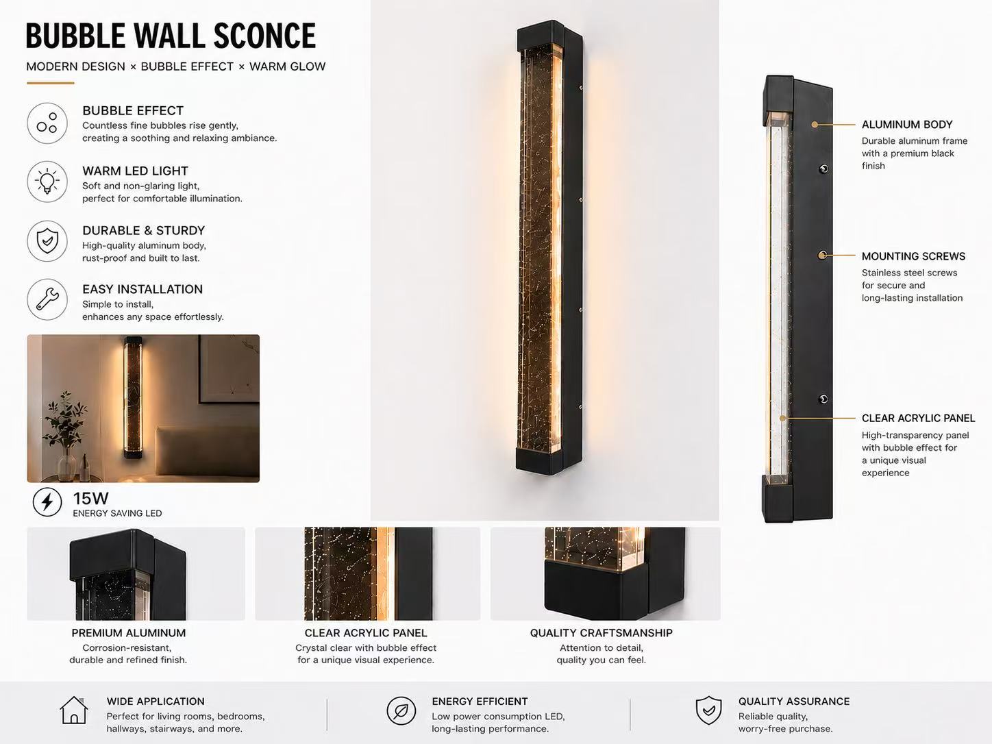 Bubble Effect LED Wall Sconce – Modern Aluminum Acrylic Wall Light 16W - Image 5