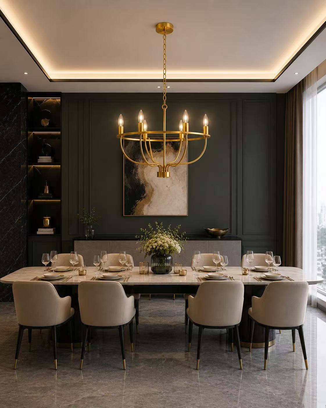 Golden 6-Light Modern Iron Dining Chandelier–E14 - Image 5