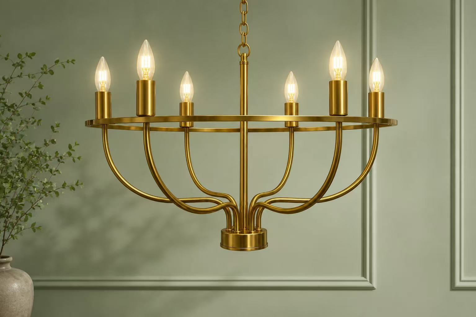 Golden 6-Light Modern Iron Dining Chandelier–E14 - Image 3