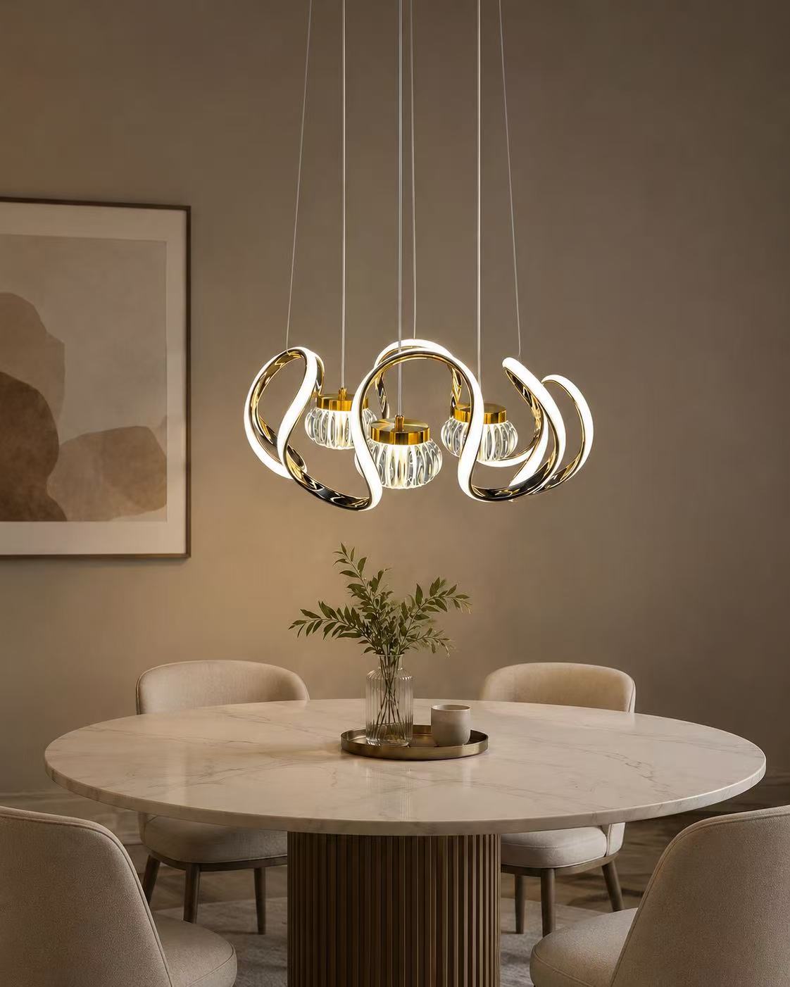 Modern Gold Orbit Ring LED Pendant Light - Image 4