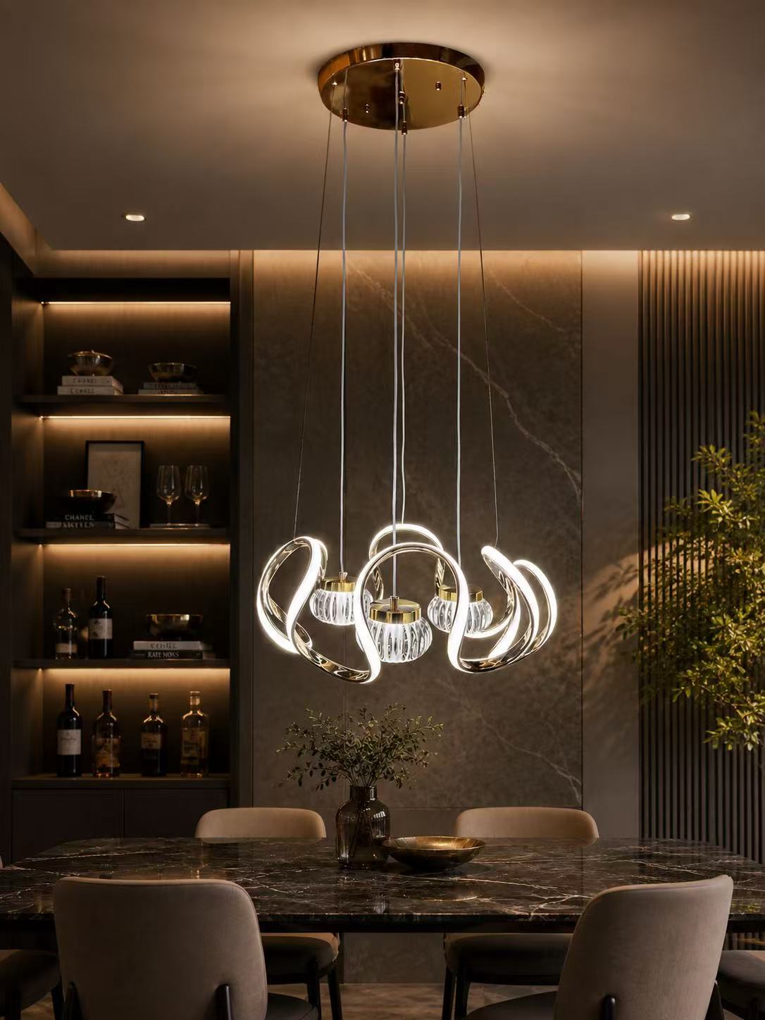 Modern Gold Orbit Ring LED Pendant Light - Image 5