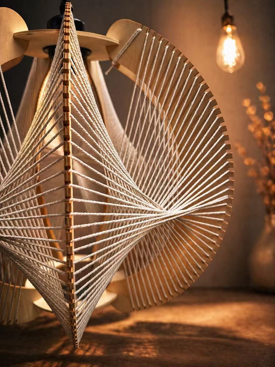 Modern Nordic Wooden Pendant Light – Natural Wood E27 Hanging Lamp