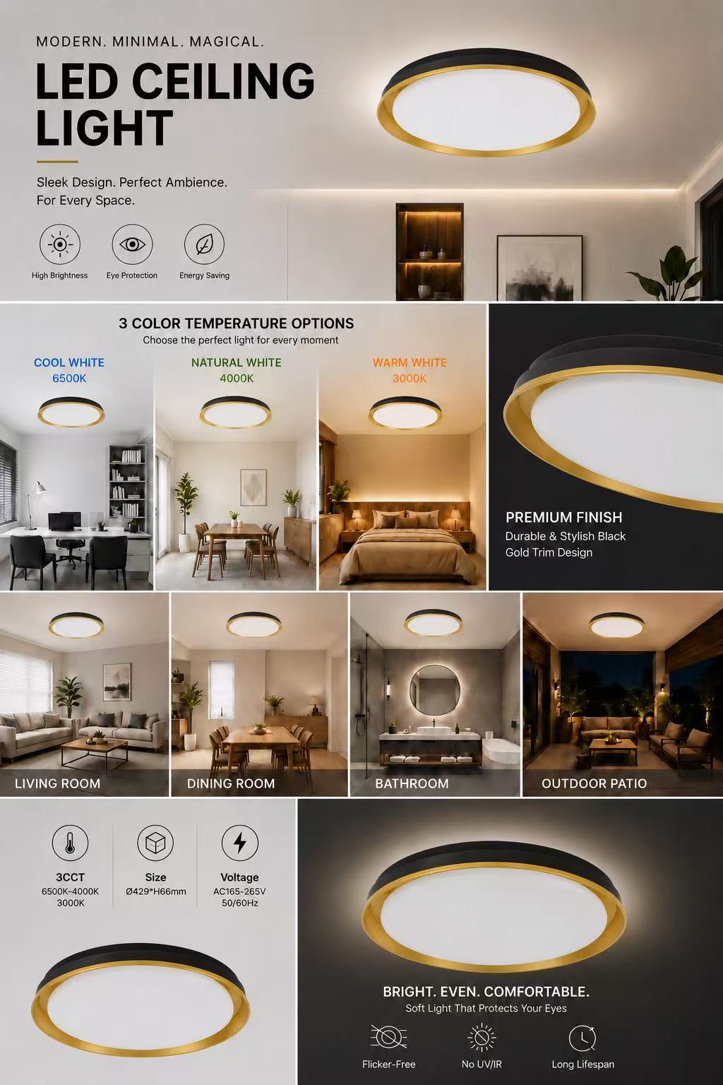 Modern 3CCT LED Ceiling Light - Image 10