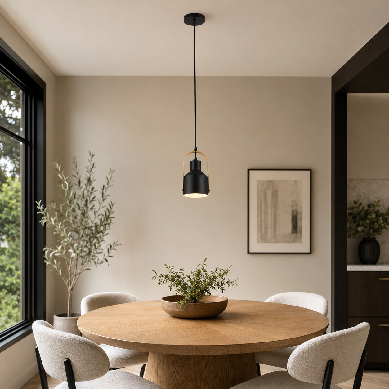 Modern & Wood Pendant Light - Image 3