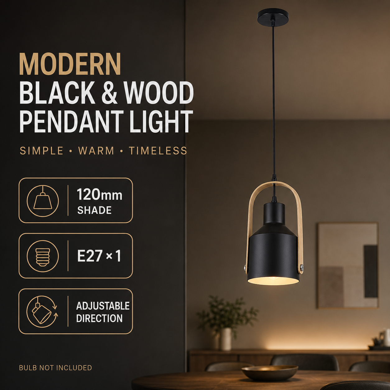 Modern & Wood Pendant Light - Image 12