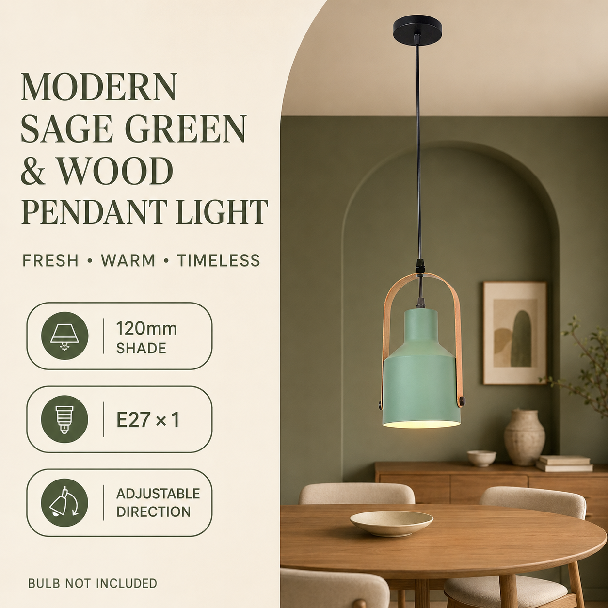 Modern & Wood Pendant Light - Image 13