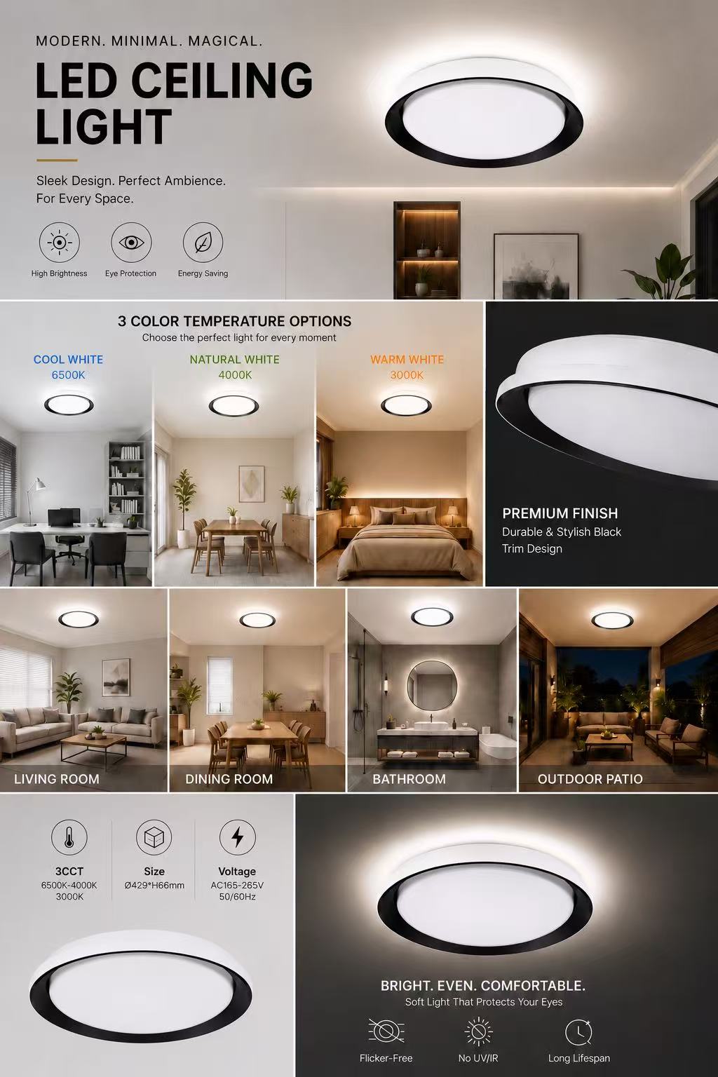 Modern 3CCT LED Ceiling Light - Image 11