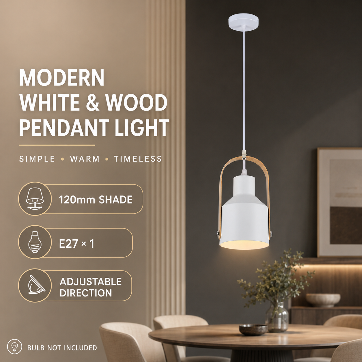 Modern & Wood Pendant Light - Image 11