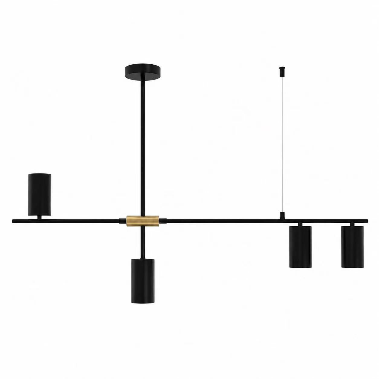 Modern Asymmetrical 4-Light GU10 Pendant Dining Lamp–Matte Black & Gold
